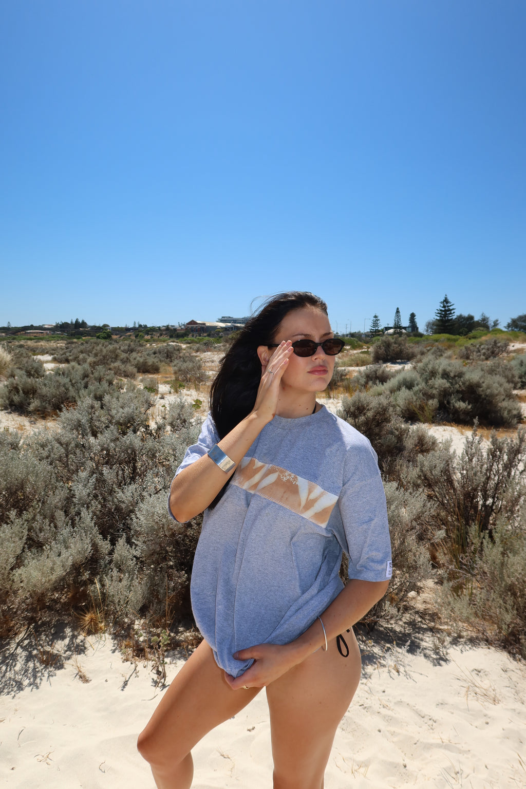 Gum Patchwork Tee - Grey & Brown